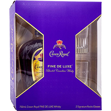 Crown Royal Fine Deluxe Blended Canadian Whiskey Gift Set with 2 Rock Glasses