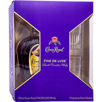 Crown Royal Fine Deluxe Blended Canadian Whiskey Gift Set with 2 Rock Glasses