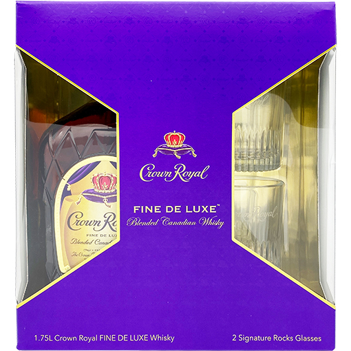 Picture of Crown Royal Fine Deluxe Blended Canadian Whiskey Gift Set with 2 Rock Glasses