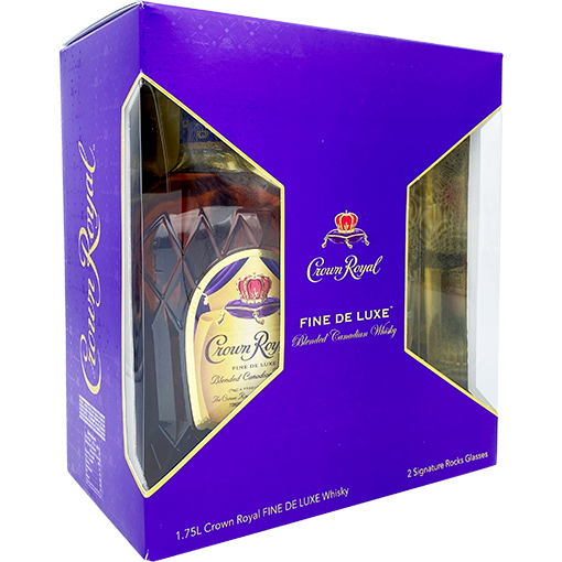 Picture of Crown Royal Fine Deluxe Blended Canadian Whiskey Gift Set with 2 Rock Glasses