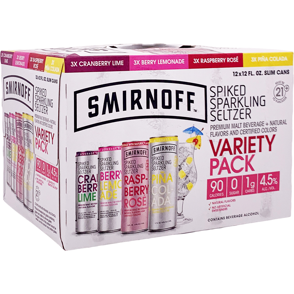 Smirnoff Zero Sugar Seltzer Variety Pack Gotoliquorstore