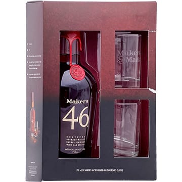 Maker's Mark 46 Bourbon Gift Set with 2 Rock Glasses