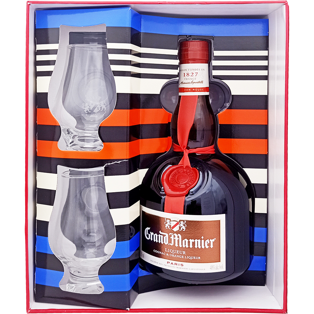 Grand Marnier Cordon Rouge Liqueur with 2 Shot Glasses | GotoLiquorStore