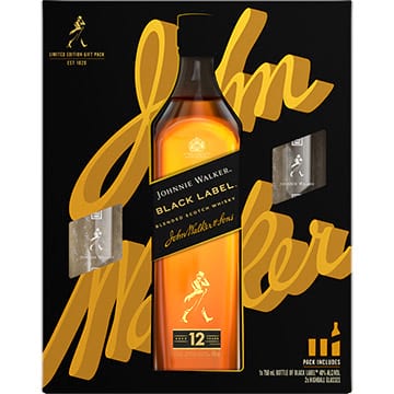 Johnnie Walker Black Label 12 Year Old Gift Set with 2 Glasses