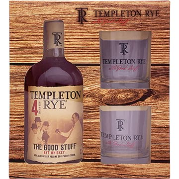 Templeton 4 Year Old Rye Whiskey Gift Set with 2 Rock Glasses