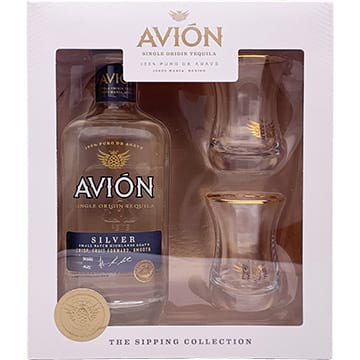 Avion Silver Tequila Gift Set with 2 Glasses