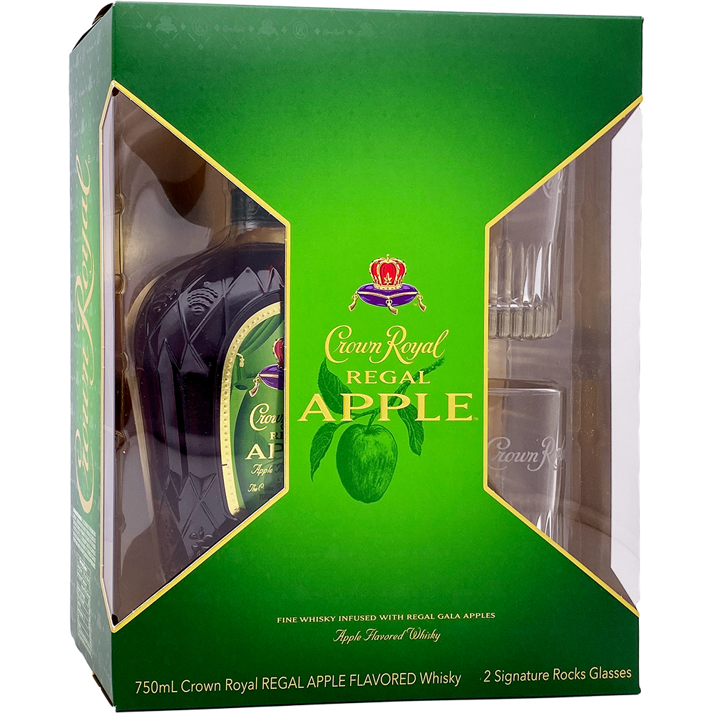 Crown Royal Regal Apple Flavored Whiskey with 2 Rock Glasses ...