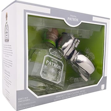 Patron Silver Tequila Gift Set with 2 Silver Mule Mugs