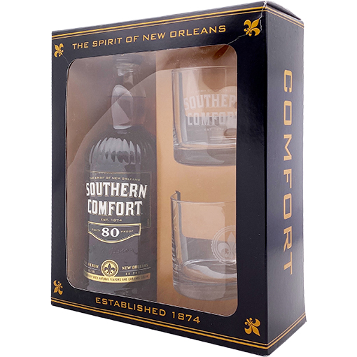 Southern Comfort 80 Proof Liqueur Gift Set with 2 Glasses