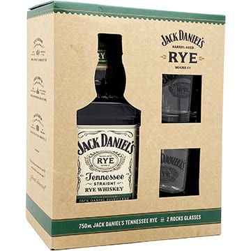 Jack Daniel's Tennessee Rye Whiskey Gift Set with 2 Rocks Glasses