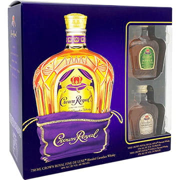 Crown Royal Fine Deluxe Blended Canadian Whiskey Gift Set with Two 50ml Miniature