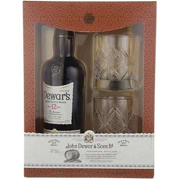 Dewar's 12 Year Old Gift Set with 2 Rock Glasses