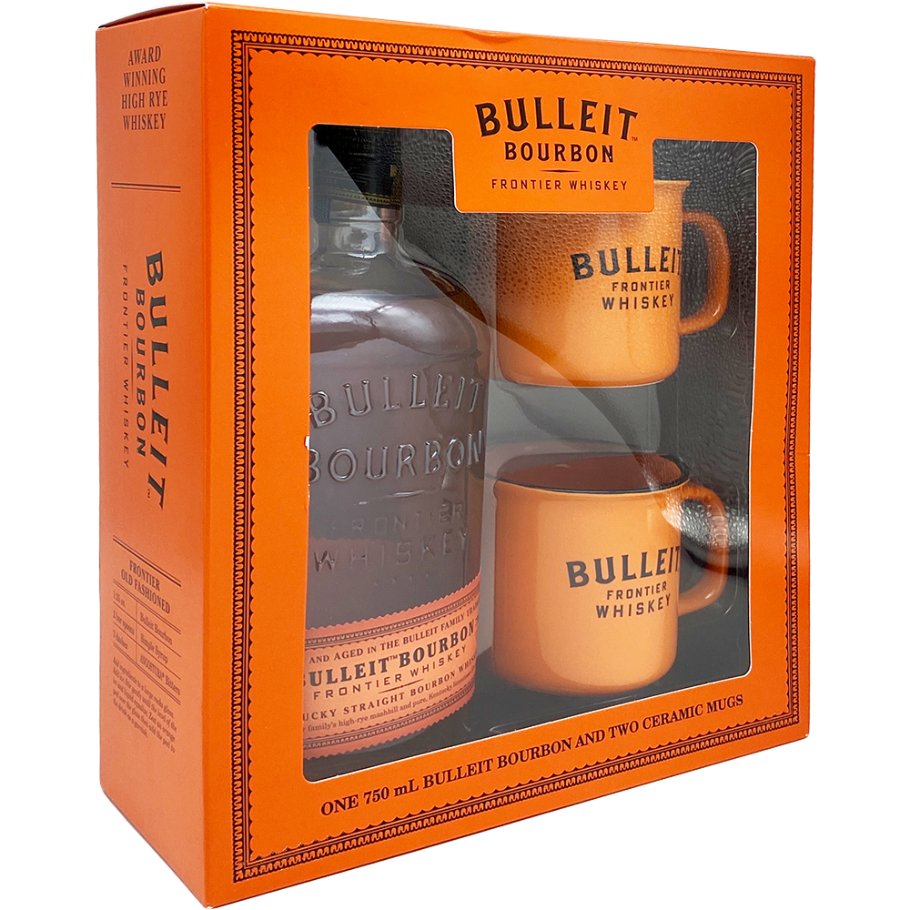 Bulleit Bourbon Whiskey T Set With 2 Ceramic Mugs Gotoliquorstore