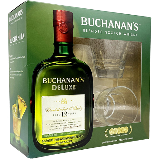 Buchanan's DeLuxe 12 Year Old Gift Set with 2 Glasses