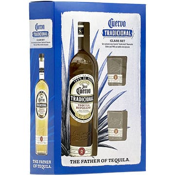 Jose Cuervo Tradicional Reposado Tequila Gift Pack with 2 Cut-Bottle Shot Glasses