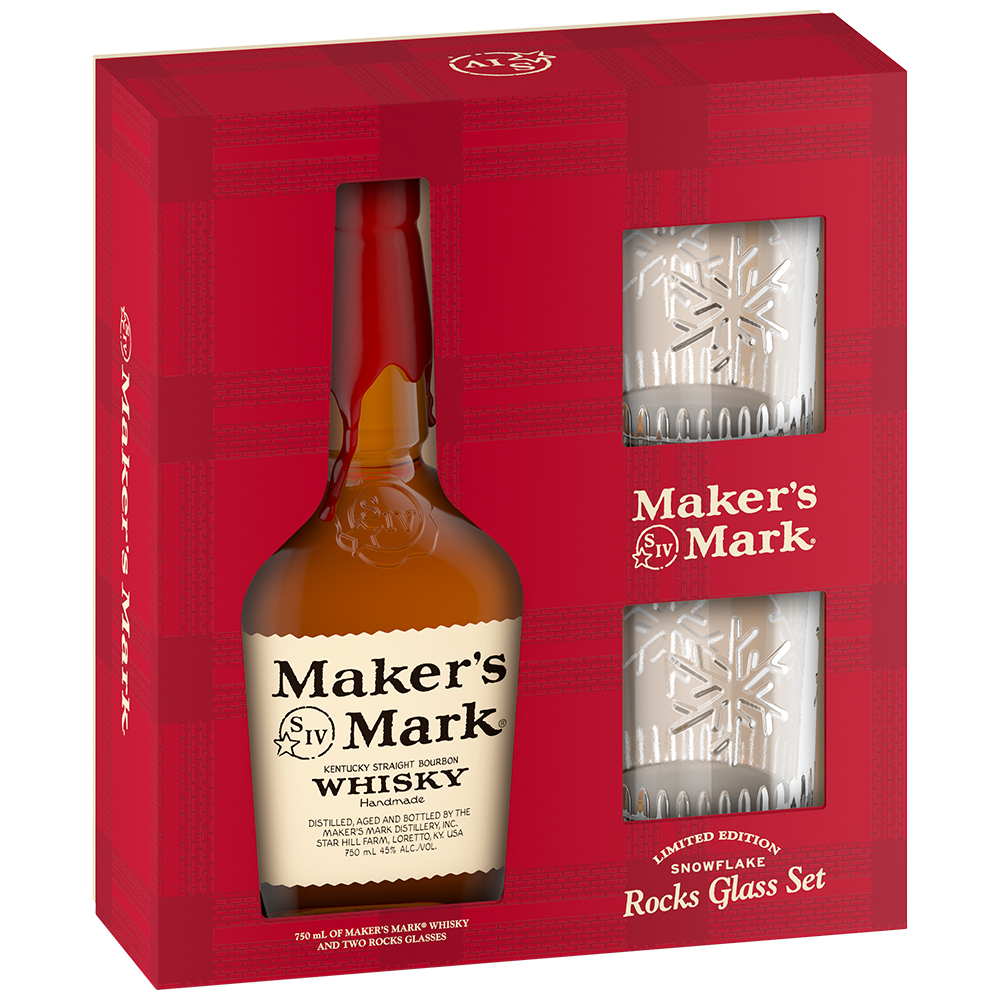 Maker's Mark Bourbon Gift Set with 2 Rock Glasses GotoLiquorStore