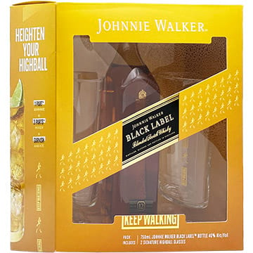 Johnnie Walker Black Label 12 Year Old Gift Set with 2 Signature Highball Glasses