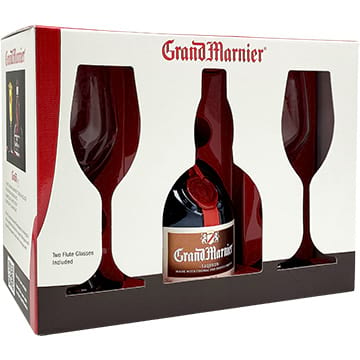 Grand Marnier Cordon Rouge Liqueur Gift Pack with 2 Flute Glasses
