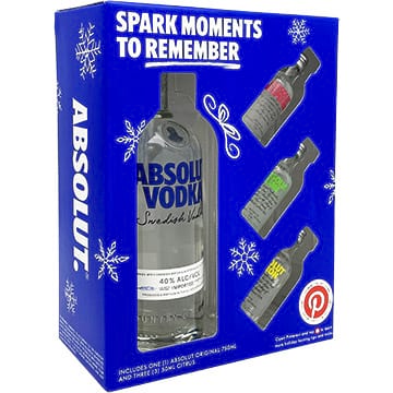 Absolut Vodka Gift Set with Three 50ml Miniature