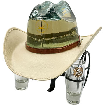 Texano Rodeo Hat Reposado Tequila with Two Glasses