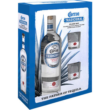 Jose Cuervo Tradicional Silver Tequila Gift Set with 2 Shot Glasses