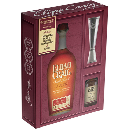 Elijah Craig Small Batch Bourbon with Old Fashioned Syrup & Jigger Gift