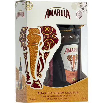 Amarula Cream Liqueur Gift Set with Two Glasses