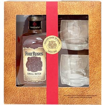 Four Roses Small Batch Bourbon Gift Set with Two Rocks Glasses