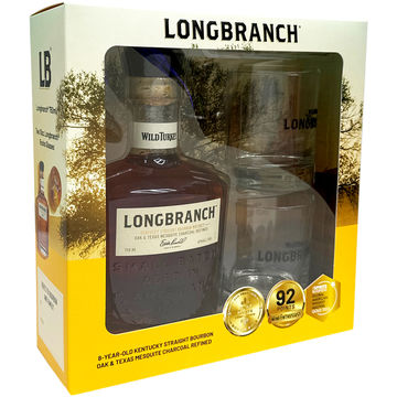 Wild Turkey Longbranch Bourbon Gift Set with 2 Rocks Glasses