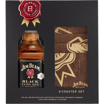 Jim Beam Black Extra Aged Bourbon Gift Set with 4 Coasters