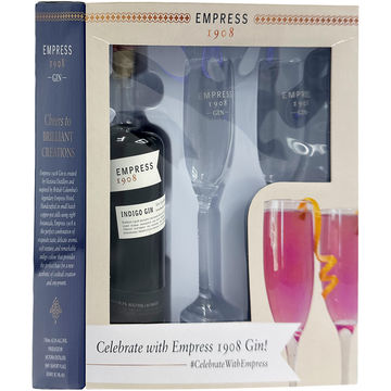 Empress 1908 Gin Gift Set with 2 Flutes Glasses