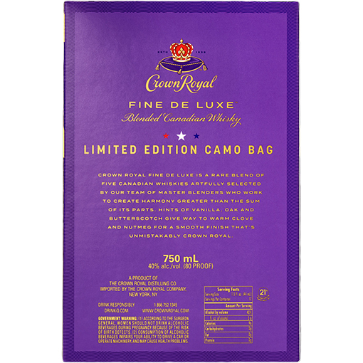 Picture of Crown Royal Fine Deluxe Blended Canadian Whiskey with Camo Bag
