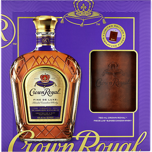 Picture of Crown Royal Fine Deluxe Blended Canadian Whiskey with Flask