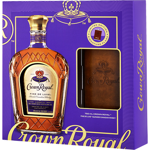 Picture of Crown Royal Fine Deluxe Blended Canadian Whiskey with Flask