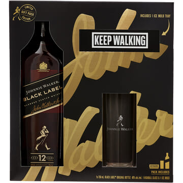 Johnnie Walker Black Label 12 Year Old Gift Set with Glass and Ice Mold