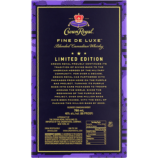 Picture of Crown Royal Fine Deluxe Blended Canadian Whiskey with Purple Camo Bag