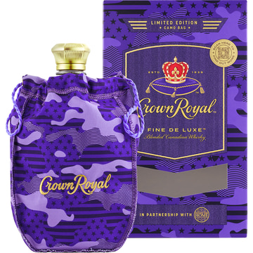 Crown Royal Fine Deluxe Blended Canadian Whiskey with Purple Camo Bag