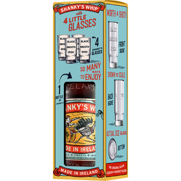 Shanky's Whip Liqueur Gift Pack with 4 Shot Glasses